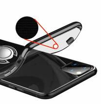 iPhone 12 用 【ブラック】 スマホリング リング付きケース 透明 クリアケース 黒色 マグネット式車載ホルダー対応　iPhone12Proも可能_画像5