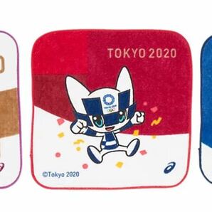 東京2020オリンピックエンブレムとマスコット柄のミニタオル3枚組