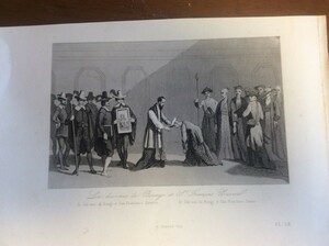 ザビエルと大友宗麟の会見　　1849年 カトリック海外宣教史から　オリジナル版画