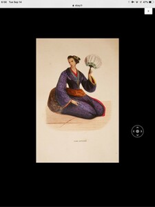 1843年 日本の風俗習慣 日本の婦人 オリジナル彩色銅版画