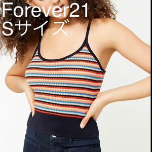 Forever21 リブニットキャミソール　ノースリーブトップス　カットソー　レディースSサイズ　未使用　美品　ボーダー　フォーエバー21