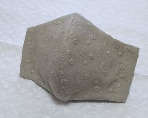 立体インナー ハンドメイド 小花刺繍 ダブルガーゼ モカ