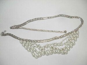  new goods * pearl attaching 4 ream chain belt * silver group color 