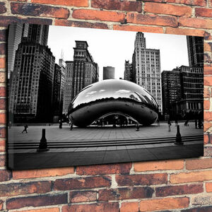 クラウド・ゲート ザ・ビーン Bean シカゴ 高級 キャンバス パネル ポスター A1 海外 雑貨 グッズ 写真 風景 街並み オシャレ アメリカ