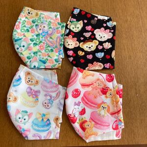 ハンドメイドの立体インナーマスク普通サイズ4枚セット 可愛いダッフィーフレンズ生地使用