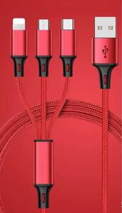 USBケーブル 3in1 急速充電長1M 1本 micro usb type c lightning