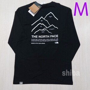 THE NORTH FACE ノースフェイス 長袖 ロンT ロング tシャツ 黒 ブラック ピークス Peaks 海外Mサイズ