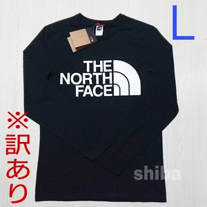 【訳あり】THE NORTH FACE ノースフェイス 長袖 ロンT ロング tシャツ ブラック 黒 スタンダード 海外Lサイズ