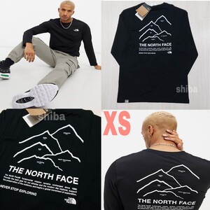 THE NORTH FACE ノースフェイス 長袖 ロンT ロング tシャツ 黒 ブラック ピークス Peaks 海外XSサイズ