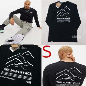 THE NORTH FACE ノースフェイス 長袖 ロンT ロング tシャツ 黒 ブラック ピークス Peaks 海外Sサイズ