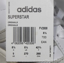 アディダス スーパースター FV2808 レザー スニーカー ホワイト US9 27cm 未使用 展示品 adidas SUPERSTAR _画像5