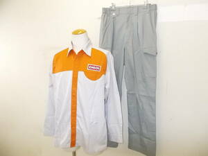 a1035*e Neos long sleeve shirt * cargo pants set *LL L size green safety ( stock ) made ENEOS working clothes setup shirt is beautiful goods 3J