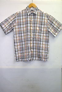 【良品】 BIGNEW 半袖チェックシャツ グレー Sサイズ #005