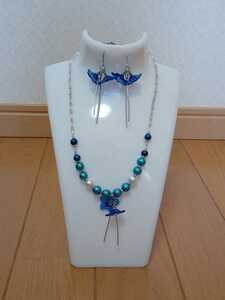  prompt decision! postage included! blue group furthermore flower . adult lovely necklace . earrings. set 