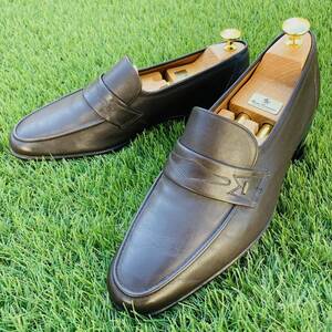 ★美品★ BALLY バリー コインローファー スリッポン 革靴 8 約26.5㎝ ダークブラウン DBR 茶色 ビジネスシューズ 本革 メンズ