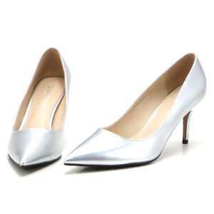  new goods large size pumps silver 27cm 131320-44 enamel style high heel 