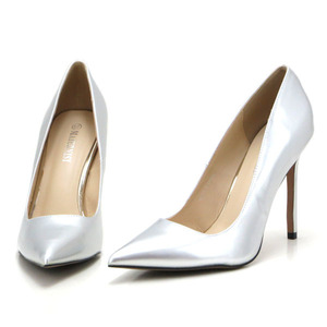  new goods large size pumps silver 28cm 131370-46 enamel style high heel 