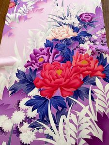 正絹 振袖 四季の花 暈し染 袖ハギレ