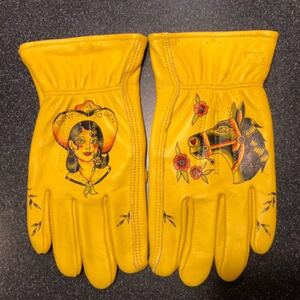 yellow glove ハンドメイド レザー グローブ タトゥー バイク キャンプ アウトドア ハーレー