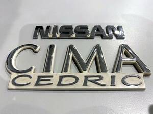 当時物! NISSAN Y31 シーマ CIMA CEDRIC パールホワイト用 エンブレム 日産 セドリック グロリア 2枚 レストア 伊藤かずえ