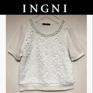 １回着新品同様☆INGNI レース異素材トップス トレーナー M イング