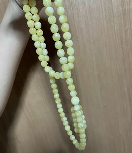 数珠 念珠 合成琥珀ブレスレット 8mm アンバー 蜜蝋 薄イエロー 108珠 アクセサリー 小物ファッション 男女兼用 魔除け メンズ レディース