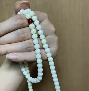 数珠 合成琥珀ブレスレット 6mm アンバー 蜜蝋 ホワイト 108珠 アクセサリー ファッション 男女兼用 パーツ 御守 魔除 パワーストーン 幸運