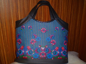  new goods ANNASUI! collection line Vogue Ran way largish bag Anna Sui blue rose stripe unused rare 