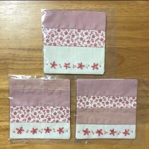 【新品】コースター (パッチワーク 花柄)3枚セット