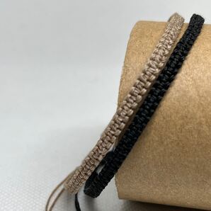 【NO.69】ペア ミサンガ ワックスコード ブレスレット アンクレット カフェオレ&黒