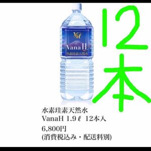 期間限定値下げ☆お値下げ交渉ご遠慮下さい。バナエイチ VanaH 水素珪素天然水 1.9L×12本 珪素 シリカ水 水素水