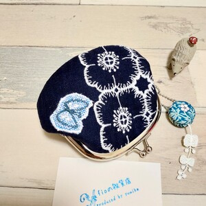 ハンドメイド ミナペルホネン がま口ポーチ 小物入れ