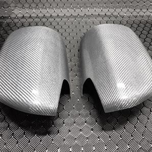 200系 ハイエース 1〜5型【リアルカーボン/綾織りシルバー】ドアミラーカバー