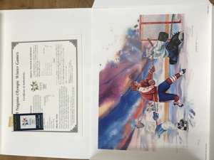 [ Nagano Olympic official recognition goods ] new goods lithograph artist autographed ( envelope entering ) ice hockey 1 sheets 