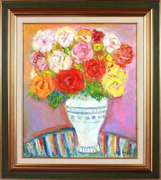 絵画 油絵 花 垣内カツアキ 薔薇 美術 【日本産】