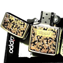 ジッポ ライター 唐草 ゴールド＆ブラック ZIPPO ロゴ 彫刻 ブラスイブシ 黒差し 金黒 プレート貼り ツートーン鍍金 おしゃれ ギフト_画像4