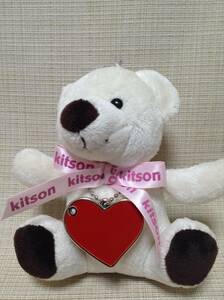 ぬいぐるみチャーム ホワイトベア ハート【kitson/キットソン】 マスコット くま,熊 