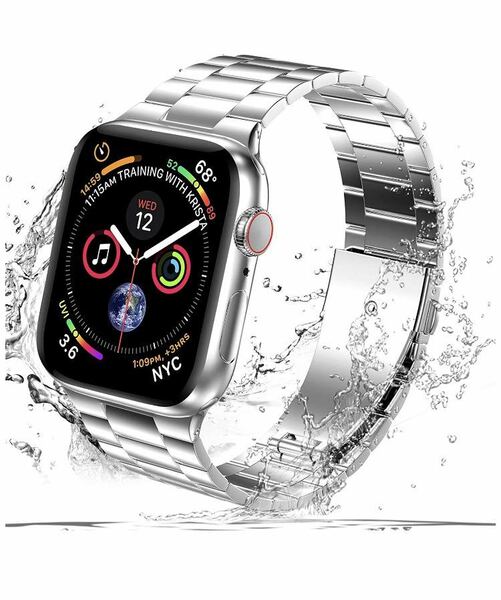 Apple Watch バンド　ステンレス　金属ベルト　42/44/45/49mm ビジネススタイル　シルバーアップルウオッチベルト