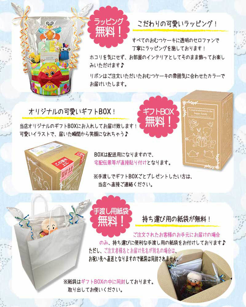 送料無料★出産祝いに大人気！Sassy/サッシー 豪華２段 おむつケーキ/オムツケーキ ベビーシャワー ハーフバースデー お祝いギフト 男の子_サムネイル画像5