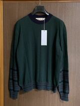 42新品 MARNI レディース ボーダー ハイゲージ ニット カシミヤ混 セーター オーバーサイズ 18AW size 42 L マルニ ダークグリーン_画像1