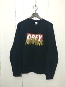 ☆BELCHEZ OBEY M トレーナー スウェット 黒 NOTHING