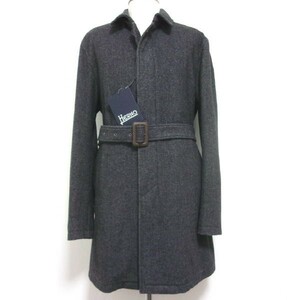  free shipping * new goods *HERNO hell no* turn-down collar coat * Italy made *52* wool * dark gray 