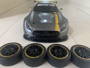 【未使用】タミヤ メルセデスAMG GT3XB メーカー塗装済みボディ リアスポ&ライトケース付き タイヤ、ホイールセットTT-02シャーシ