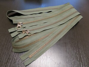 パップテント/金属ファスナー/カスタム用 115~130cm 2本セット 2本セット アンティークゴールド色