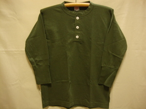 価格\4.290- ヘルスニット【Healthknit】950 ヘンリーネック Tシャツ-7分袖(3/4スリーブ)☆color【OLIVE】size【M】U.S.A 綿/正規新品