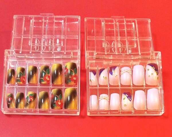 着物に合う ネイルチップ 2セット つけ爪 裏面に粘着剤付き