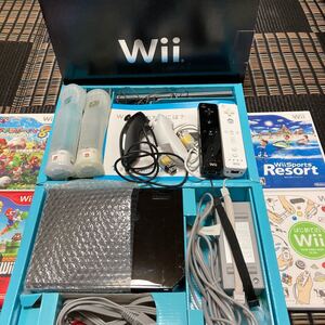 Nintendo ニンテンドーWiiブラック 付属品ソフト3本付き