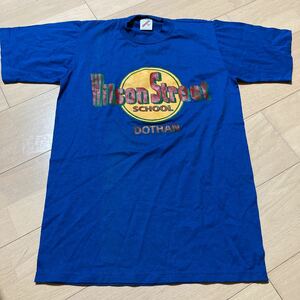 【未使用】80s JERZEES ヴィンテージ オールドTシャツ Wilson Street school ブルー Sサイズ ビンテージ USA製 デッドストック