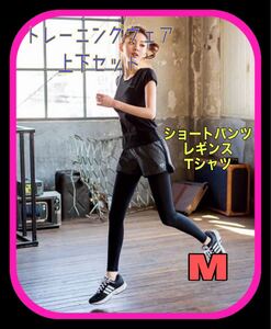 【トレーニングウェア 上下セット M】 ショートパンツ レギンス Tシャツ