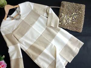  Nolley's NOLLEY'S * no color coat * white × beige color. border pattern * size 36/S*